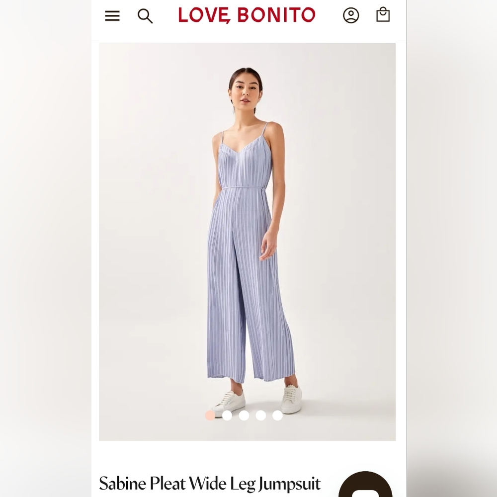 Wisteria/Lavender/Lilac Purple Pleat Wide Leg Jumpsuit - Love Bonito Size L